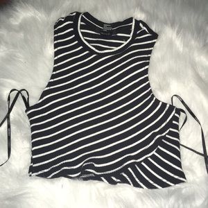 STRIPED MOCK NECK CROP TOP